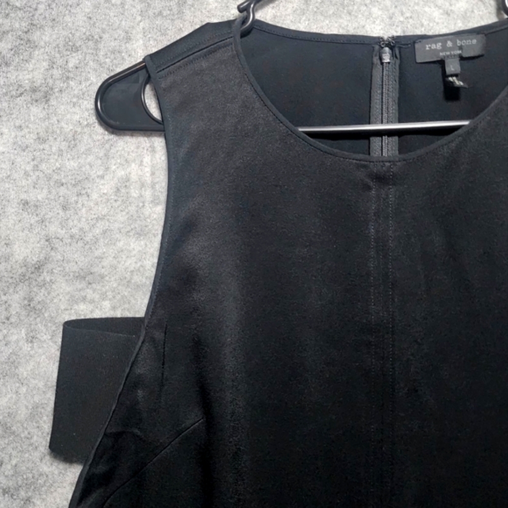 Rag & Bone Black Silky Sleeveless Blouse Side Cut Out Top Size Large - Picture 3 of 13